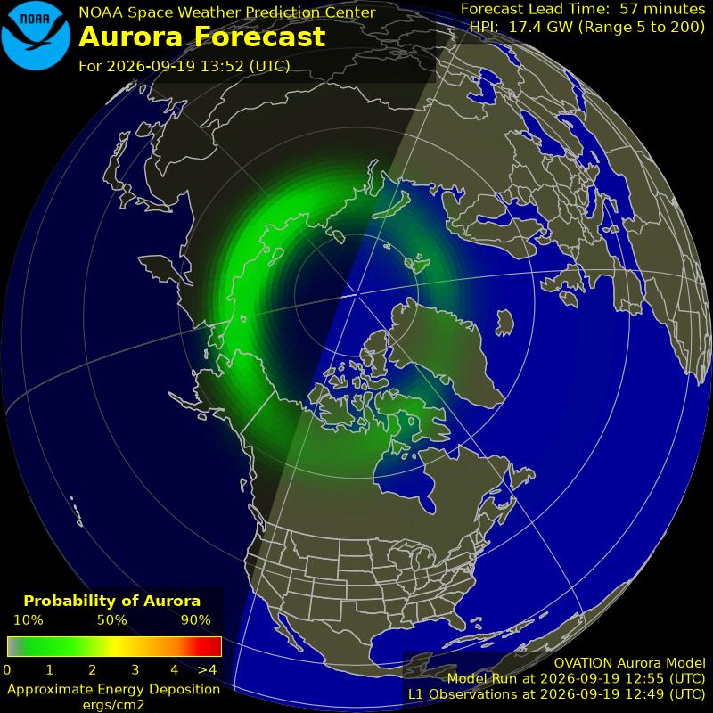 NOAA 30 minute aurora forecast